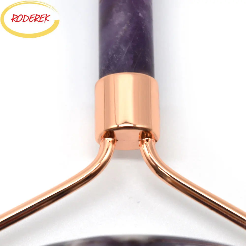 Amethyst Jade Face Roller – Rose Gold Anti-Cellulite Massager