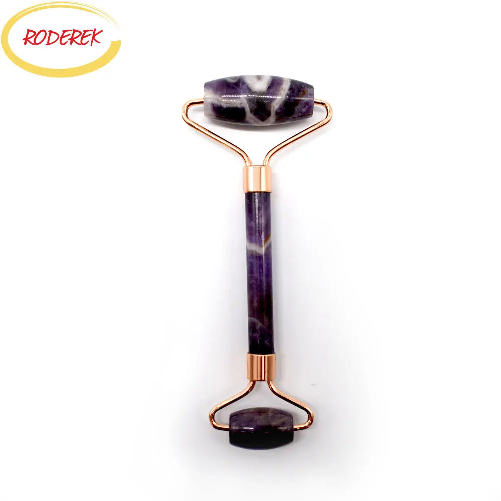 Amethyst Jade Face Roller – Rose Gold Anti-Cellulite Massager