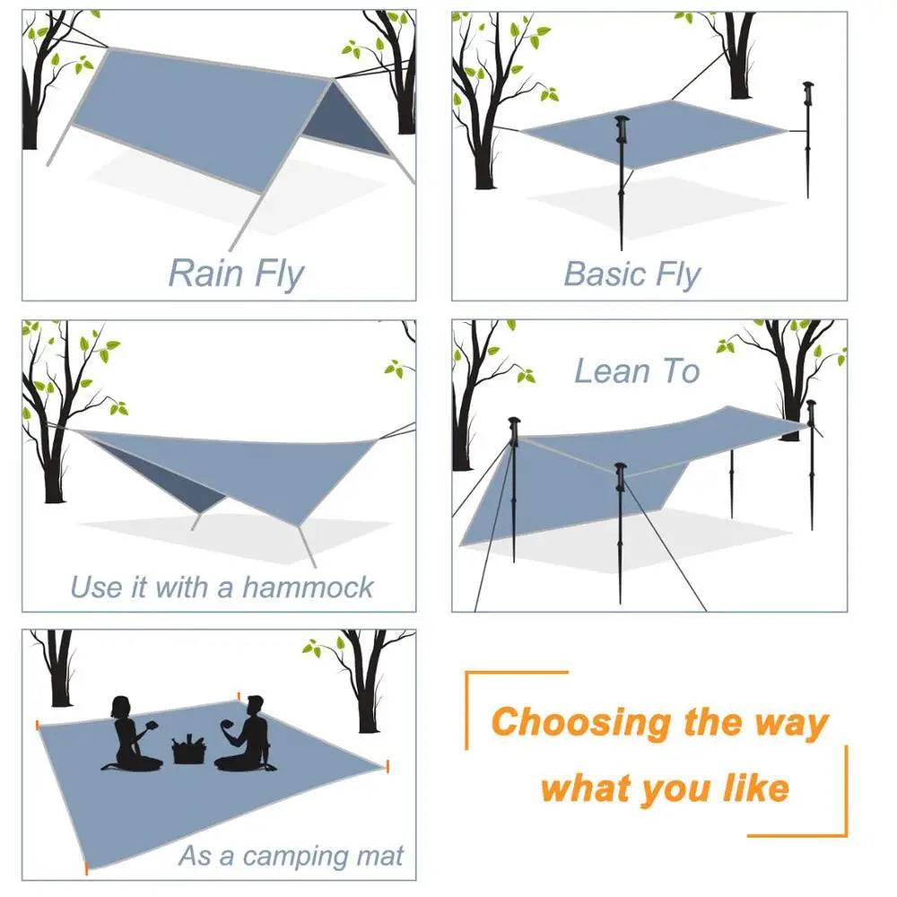 Ultralight Portable Outdoor Hammock Awning - Waterproof UV-Proof Multi-Functional Folding Mat