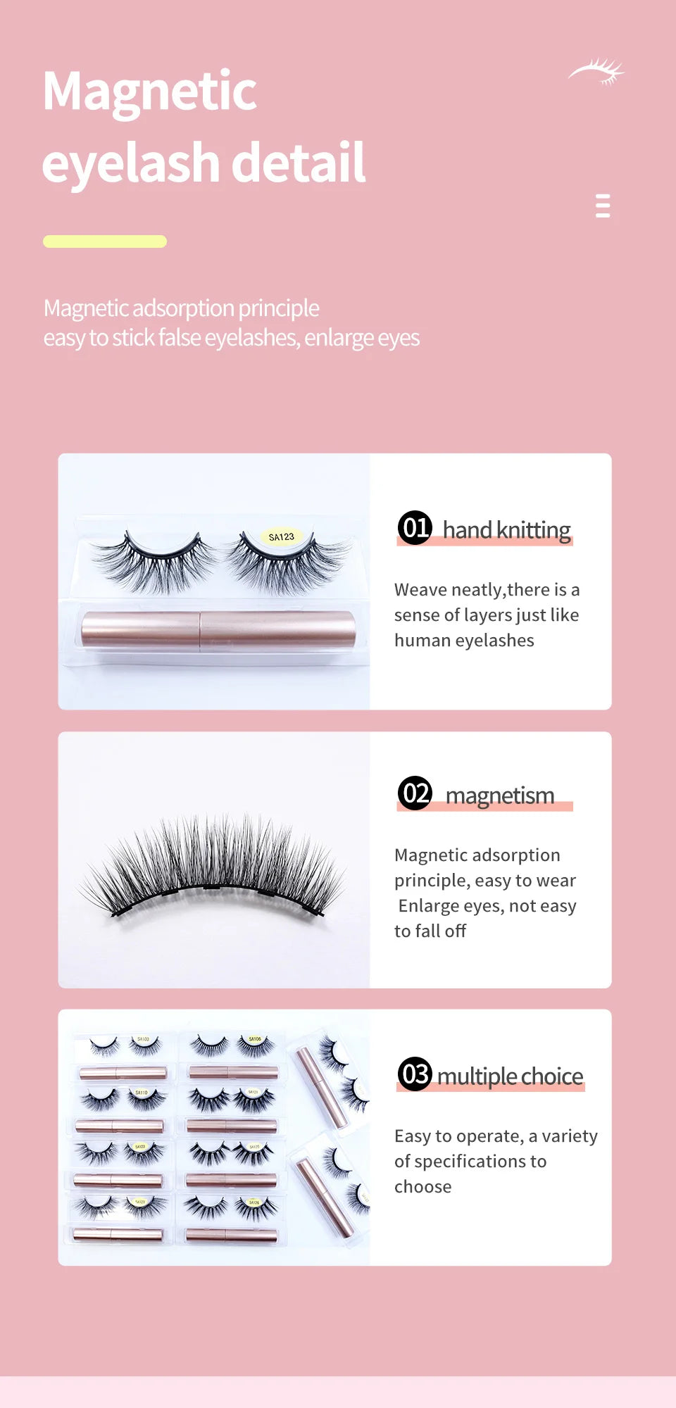 Natural Magnetic Mink Lashes – 1 Pair with Magnetic Glue