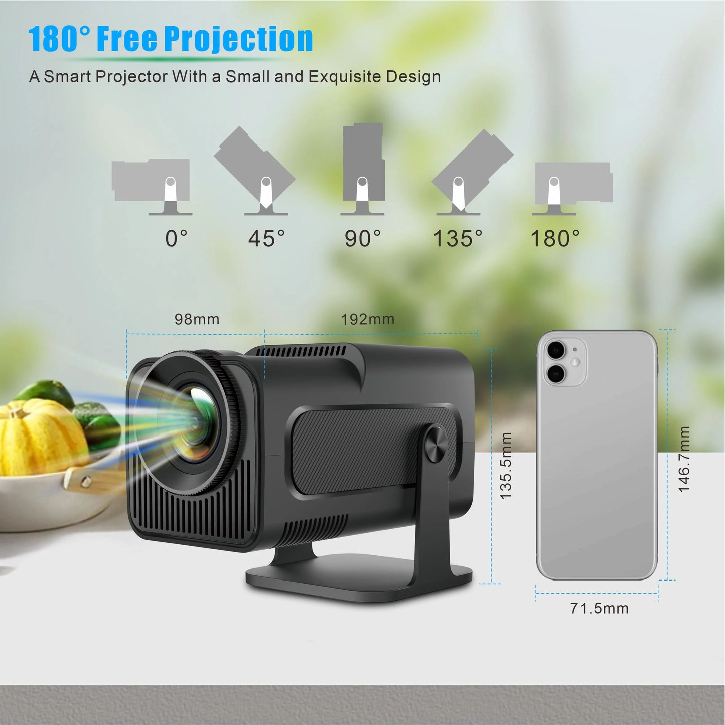 HY320 4K Mini Projector - 1080P, WiFi6, Home Theater