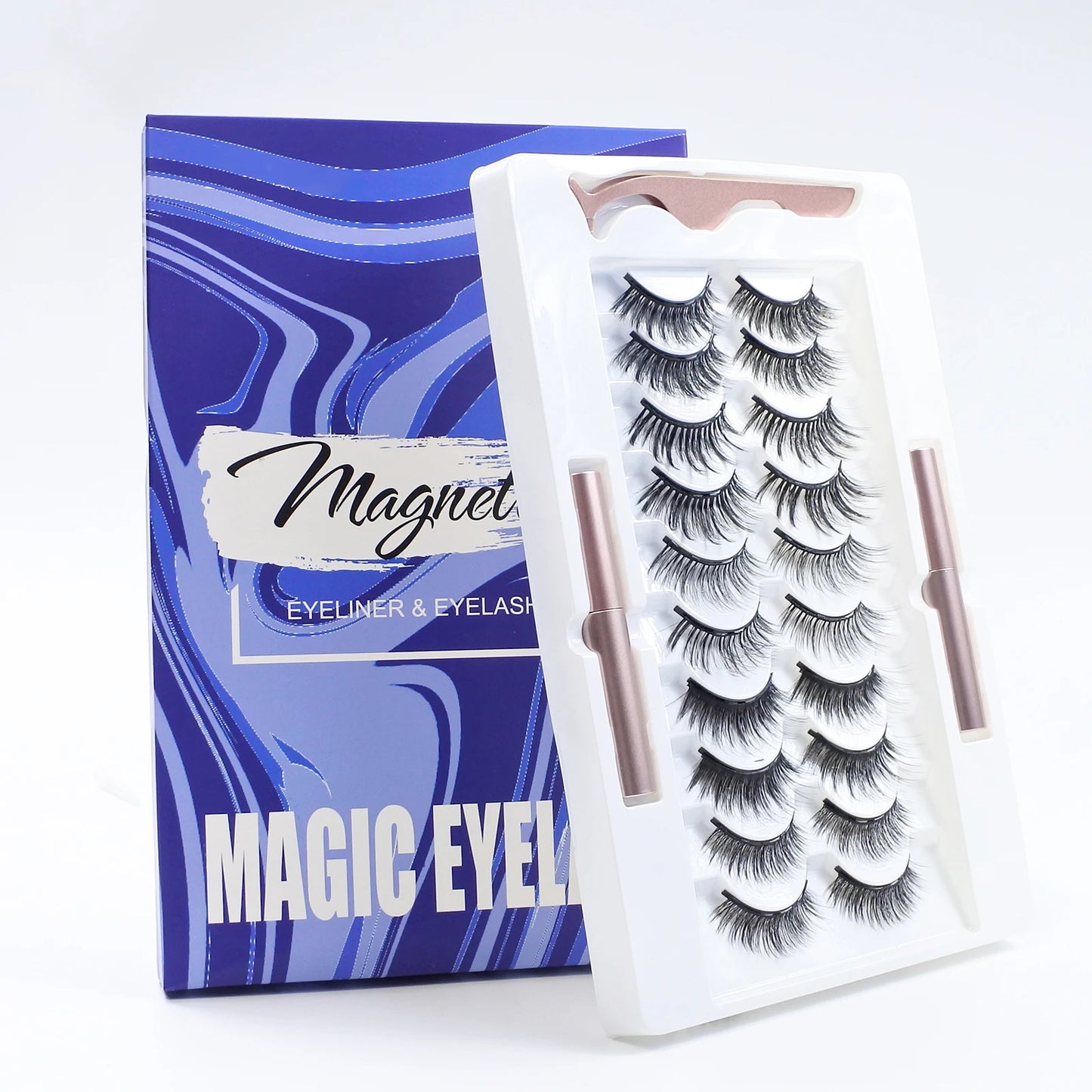 10 Pairs Magnetic Eyelashes Kit – Reusable with Eyeliner & Tweezers