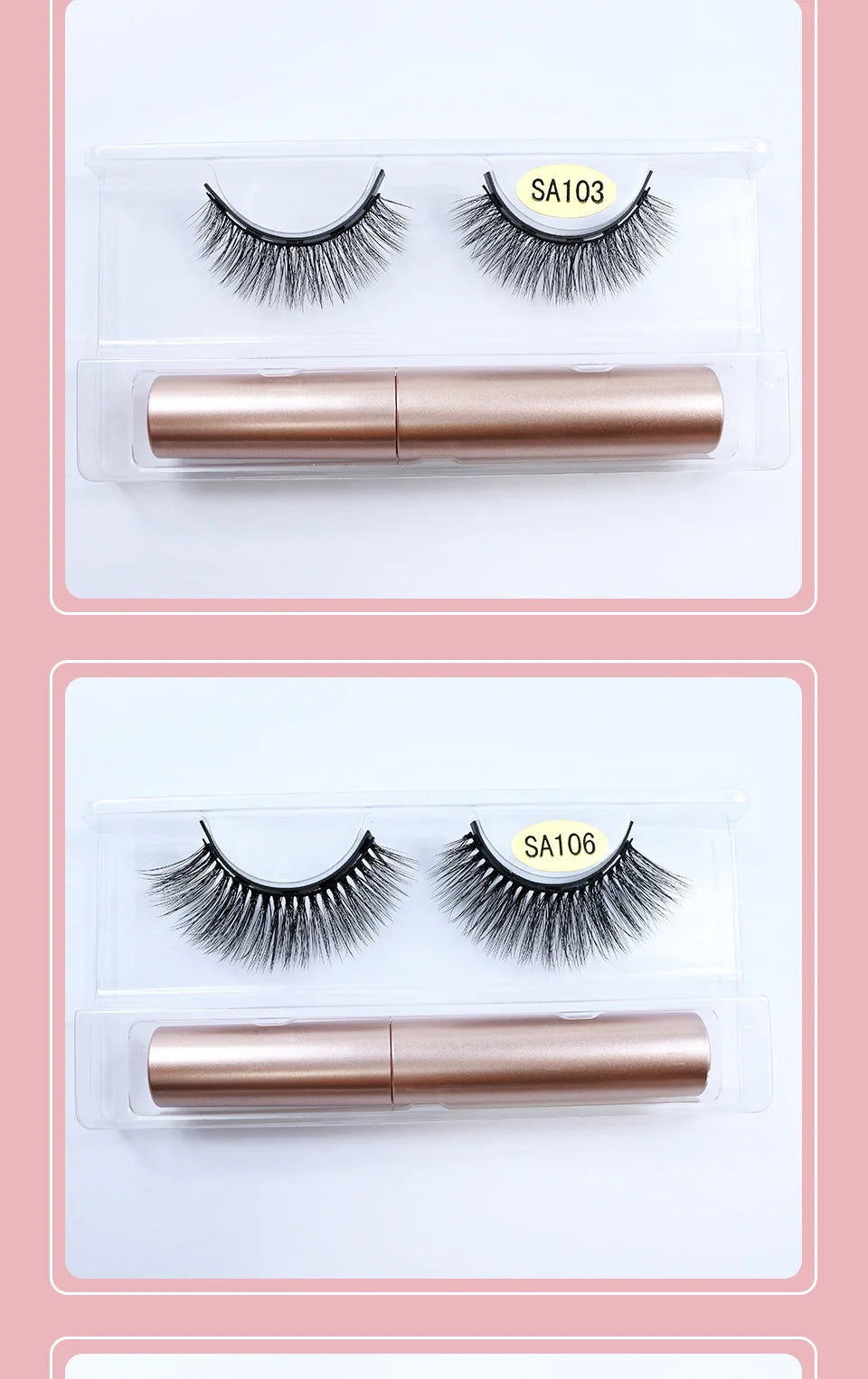 Natural Magnetic Mink Lashes – 1 Pair with Magnetic Glue