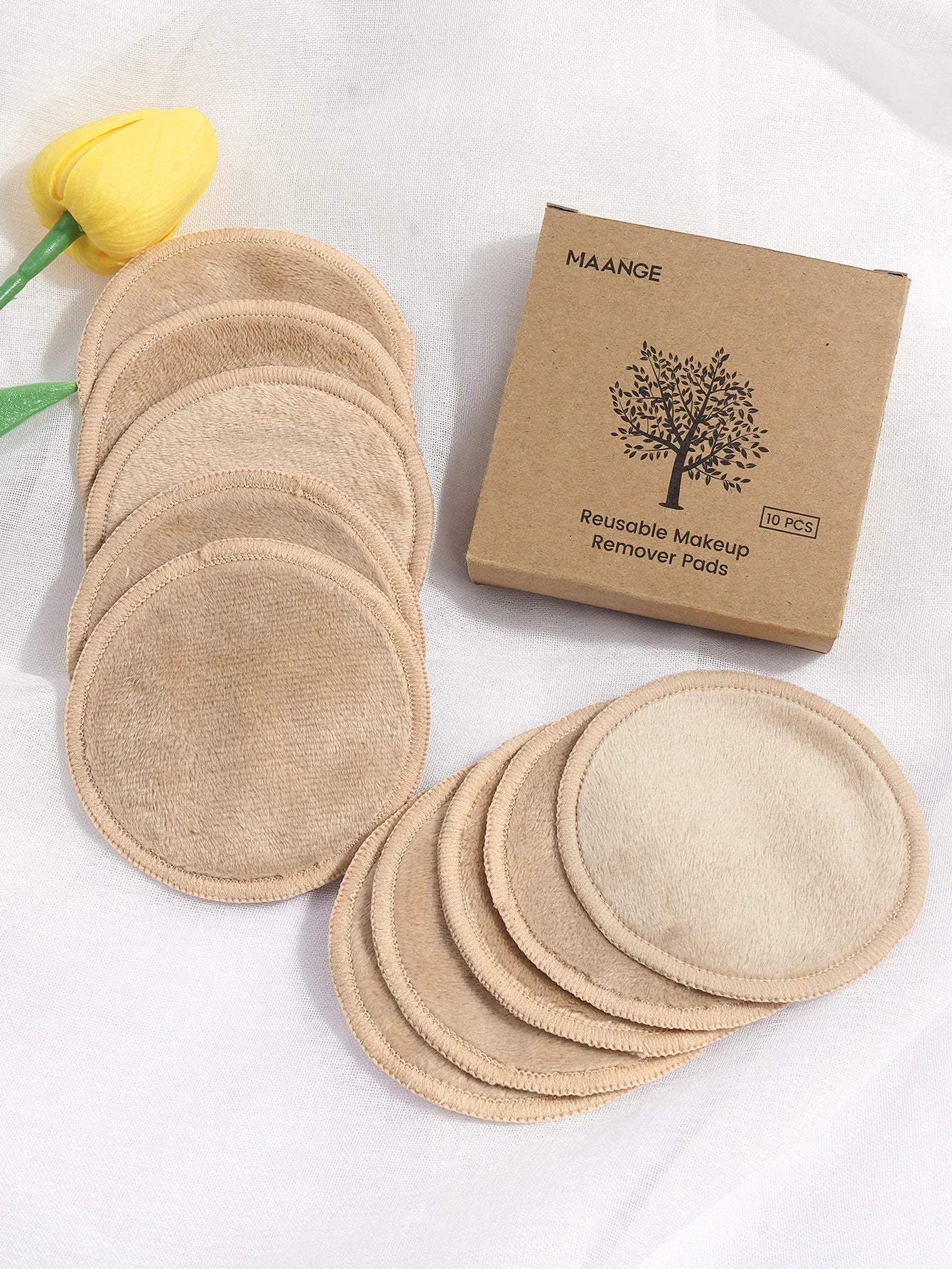 MAANGE Reusable Cotton Pads – 10-Pack Washable Bamboo Makeup Remover