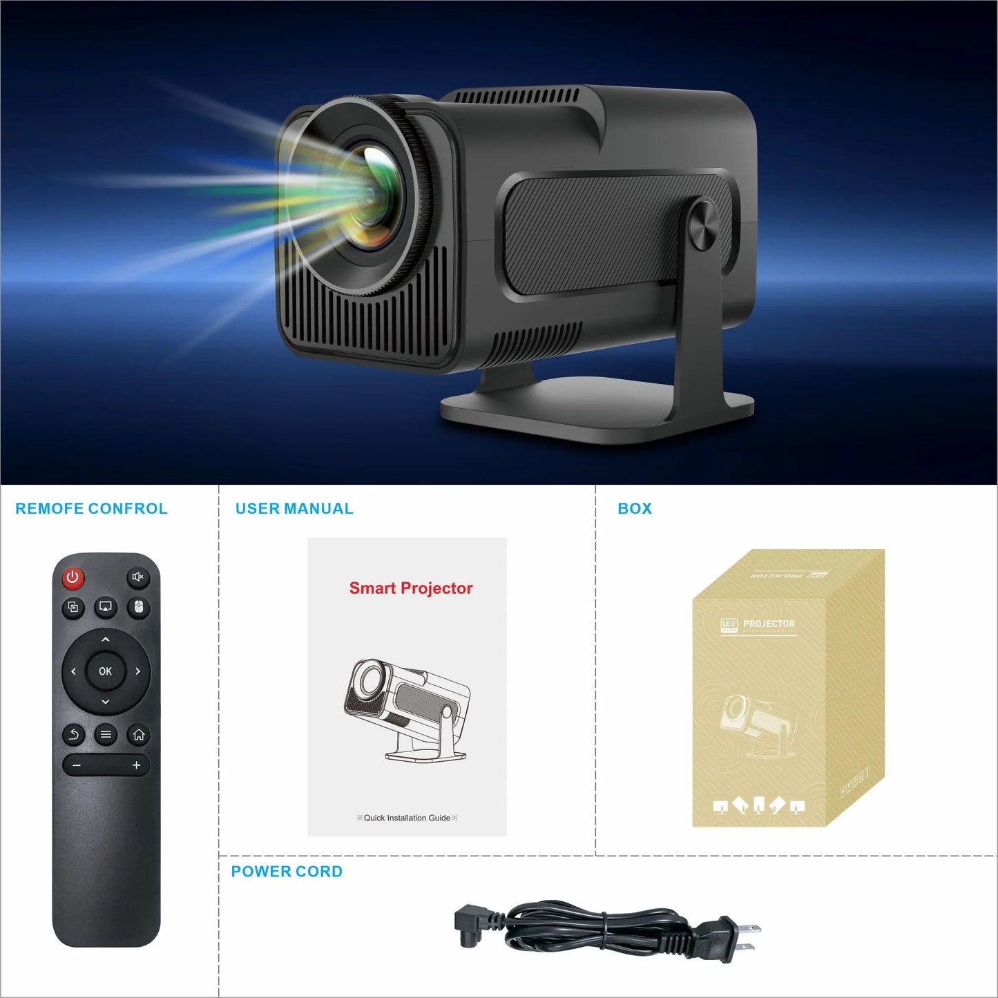 HY320 4K Mini Projector - 1080P, WiFi6, Home Theater