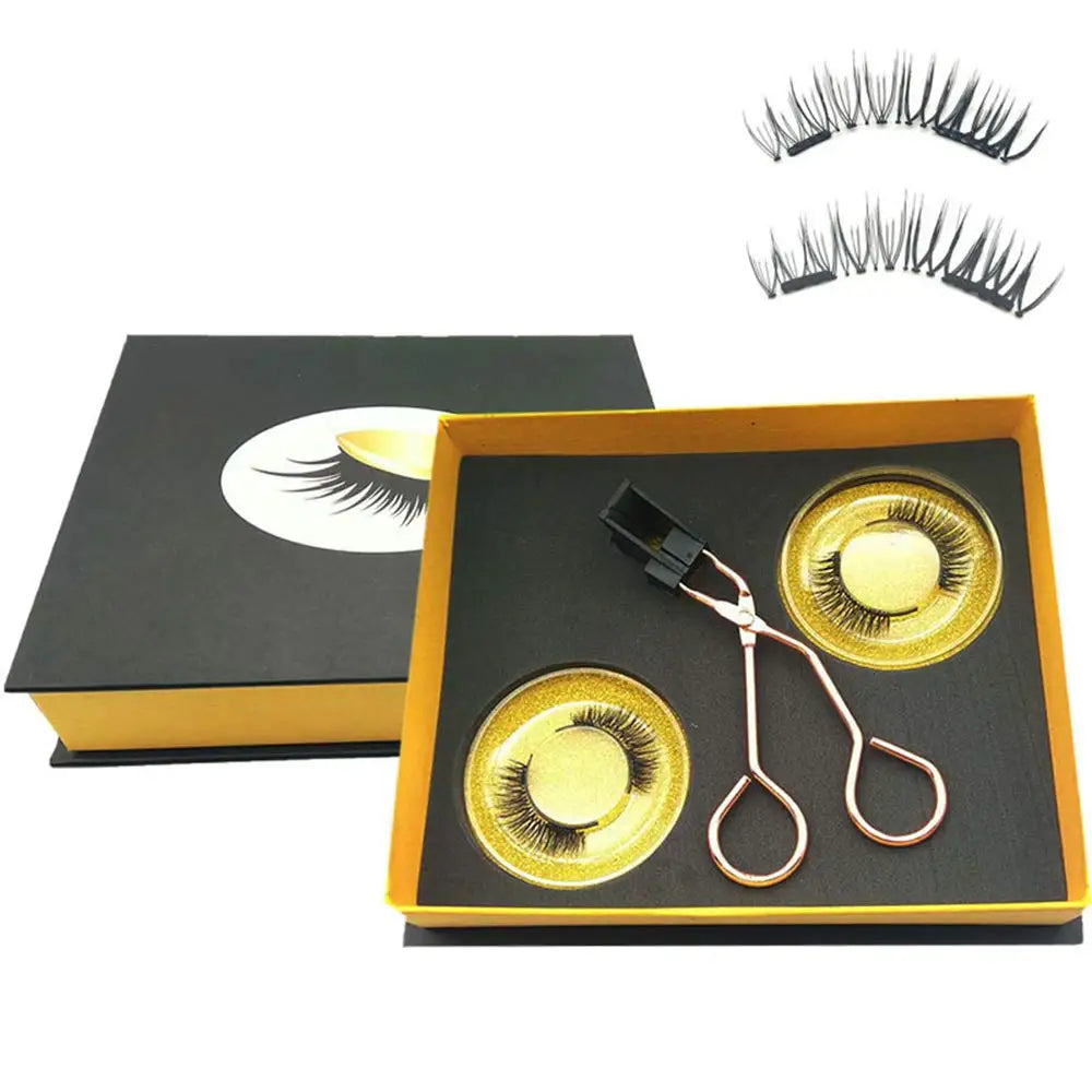 Natural Magnetic Eyelash Tool Kit – Thick, Short False Lashes with No Glue