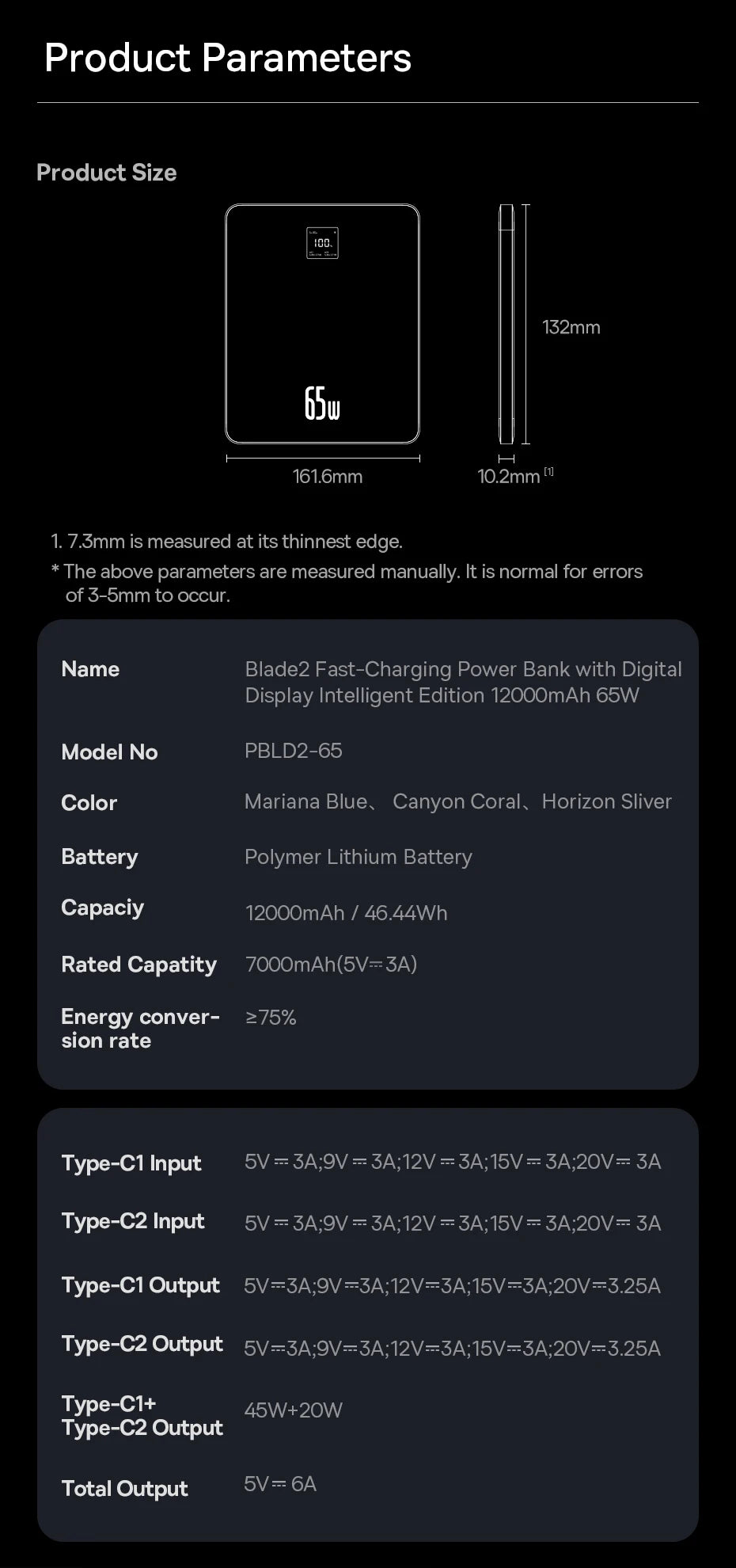 Baseus Blade 65W 12000mAh Power Bank - PD Fast Charging