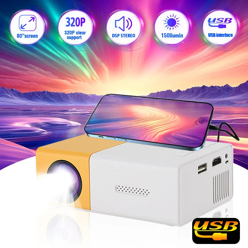 M100 HD Mini Projector - Home Theater & Outdoor Camp