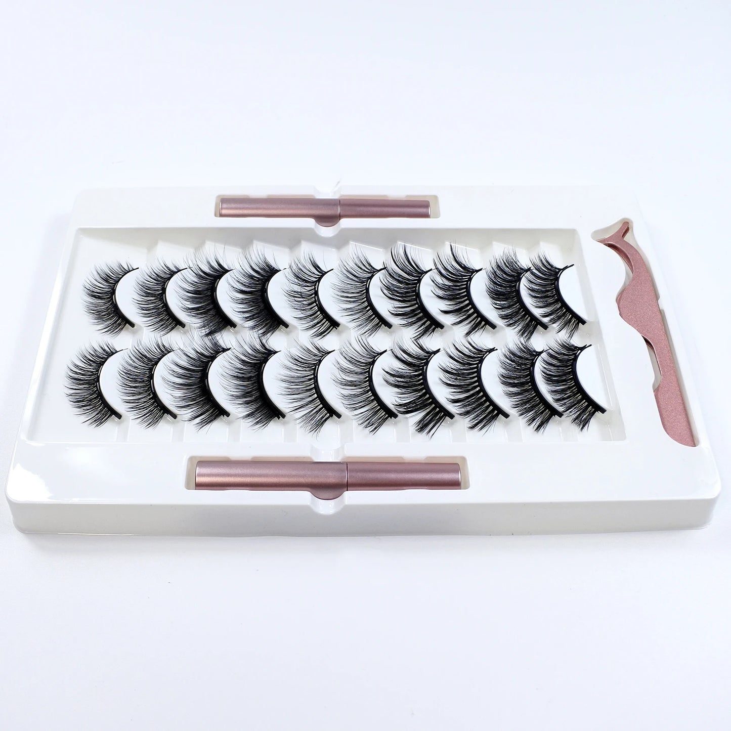 10 Pairs Magnetic Eyelashes Kit – Reusable with Eyeliner & Tweezers