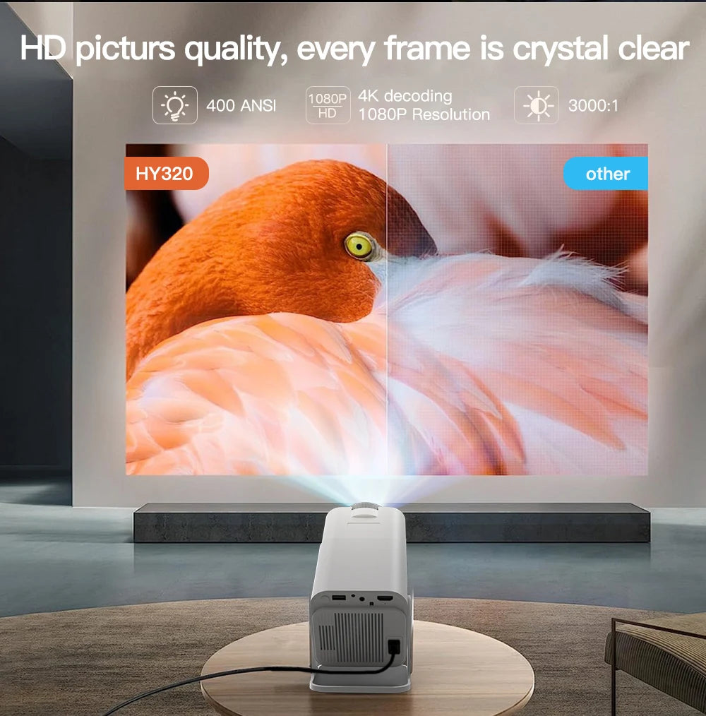 HY320 4K Mini Projector - 1080P, WiFi6, Home Theater