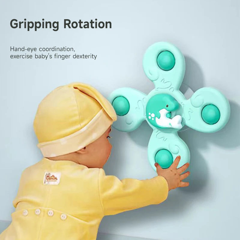 3PCS Montessori Suction Cup Spinner – Sensory Stress Relief Bath Toys for Kids