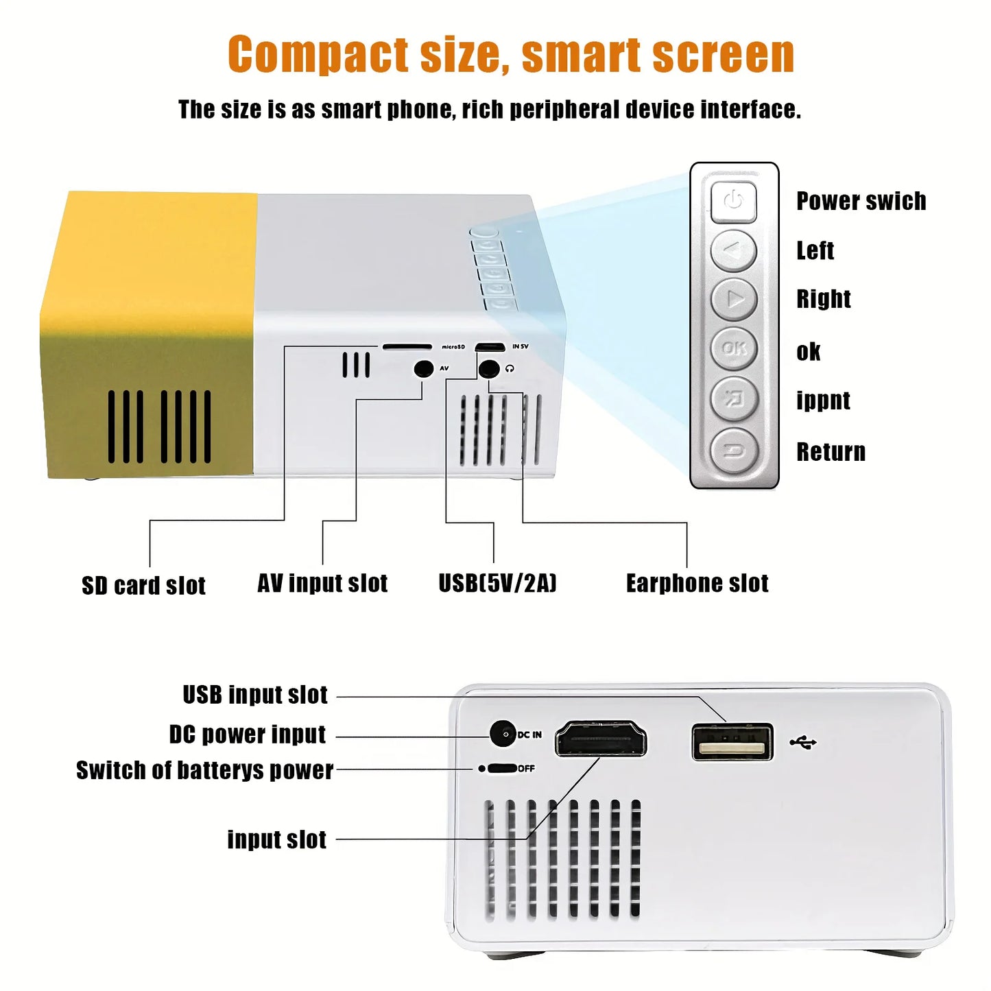 M100 HD Mini Projector - Home Theater & Outdoor Camp