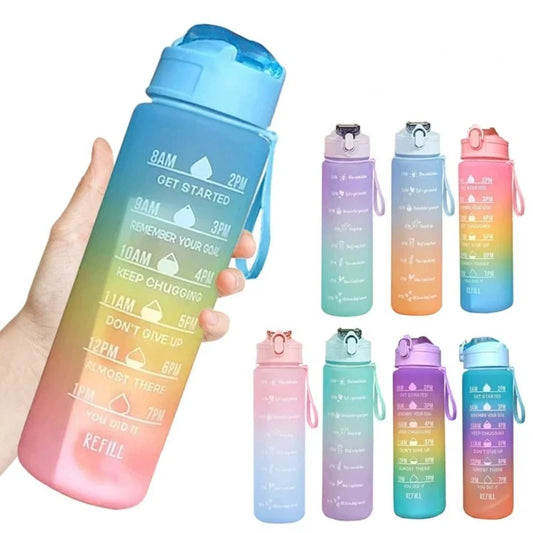 750ML Large Capacity Water Bottle Plastic Motivational Clear Drink Bottle Leak-proof with Time Marker Sports Water Cup