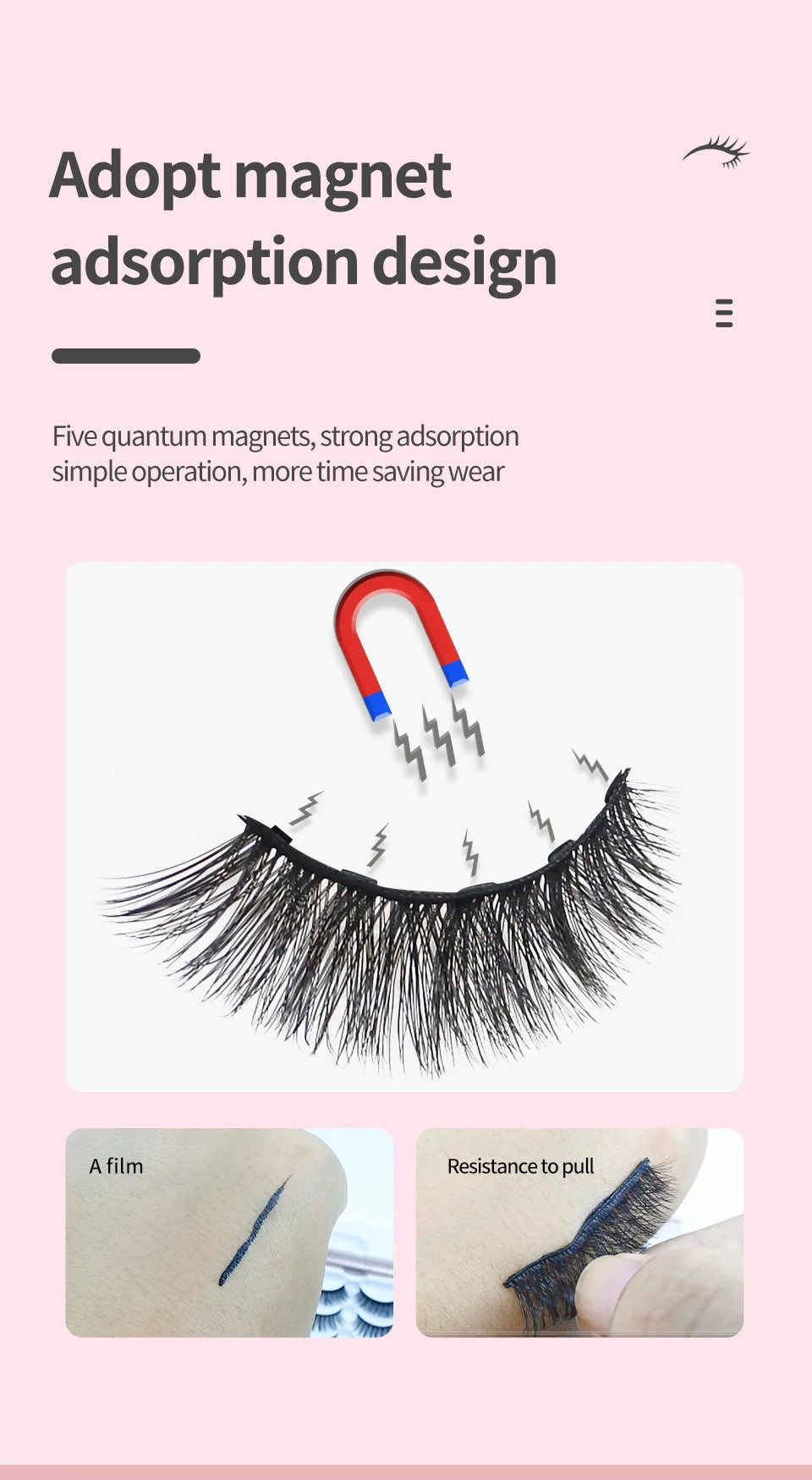 Natural Magnetic Mink Lashes – 1 Pair with Magnetic Glue