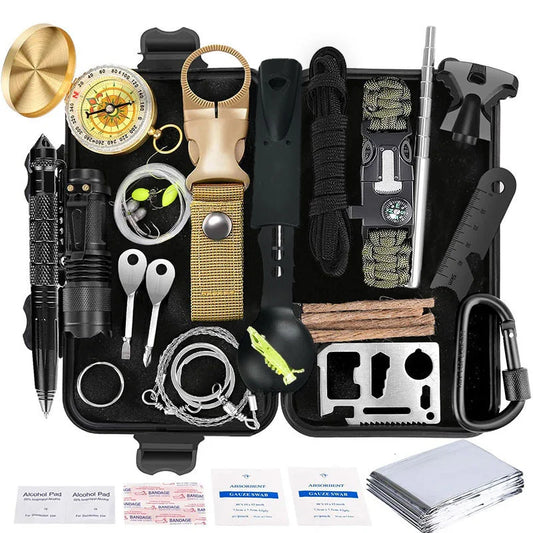 20-in-1 Outdoor Survival Kit - Multi-Functional Field First Aid Supplies for Camping, Hiking, and Vehicle Emergencies