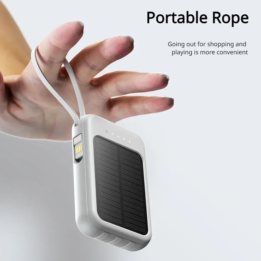 Mini 10000mAh Solar Power Bank - Fast Charging Emergency Outdoor Phone Charger with Large Capacity