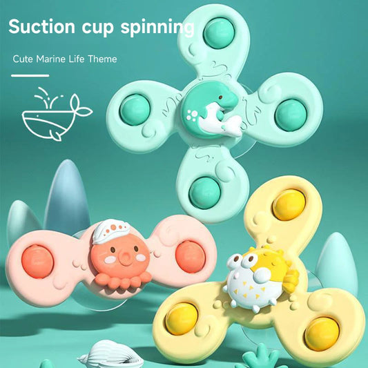 3PCS Montessori Suction Cup Spinner – Sensory Stress Relief Bath Toys for Kids