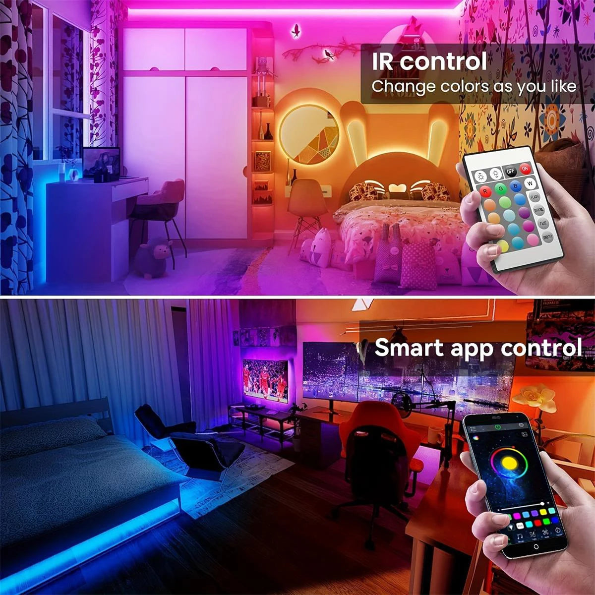 5050 RGB Light Strip Bluetooth App Control 30LEDS/m  DC US Power Supply LED Flexible Ribbon Diode Tape for TV Backlight Room