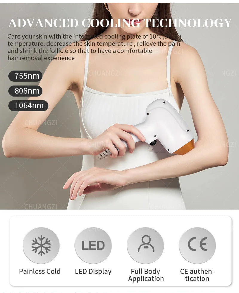 Portable Diode Hair Removal Machine – Freezing Painless Alexandrite Epilator