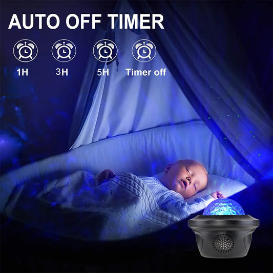 LED Galaxy Projector Ocean Wave LED Night Light Music Player Remote Star Rotating Night Light Gift For Kids Bedroom Lamp Hot